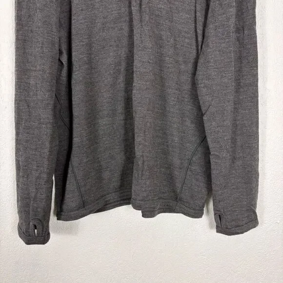 Icebreaker Grey 100% Wool Quarter Zip Pullover Sweater Men's Size Large - Picture 5 of 10
